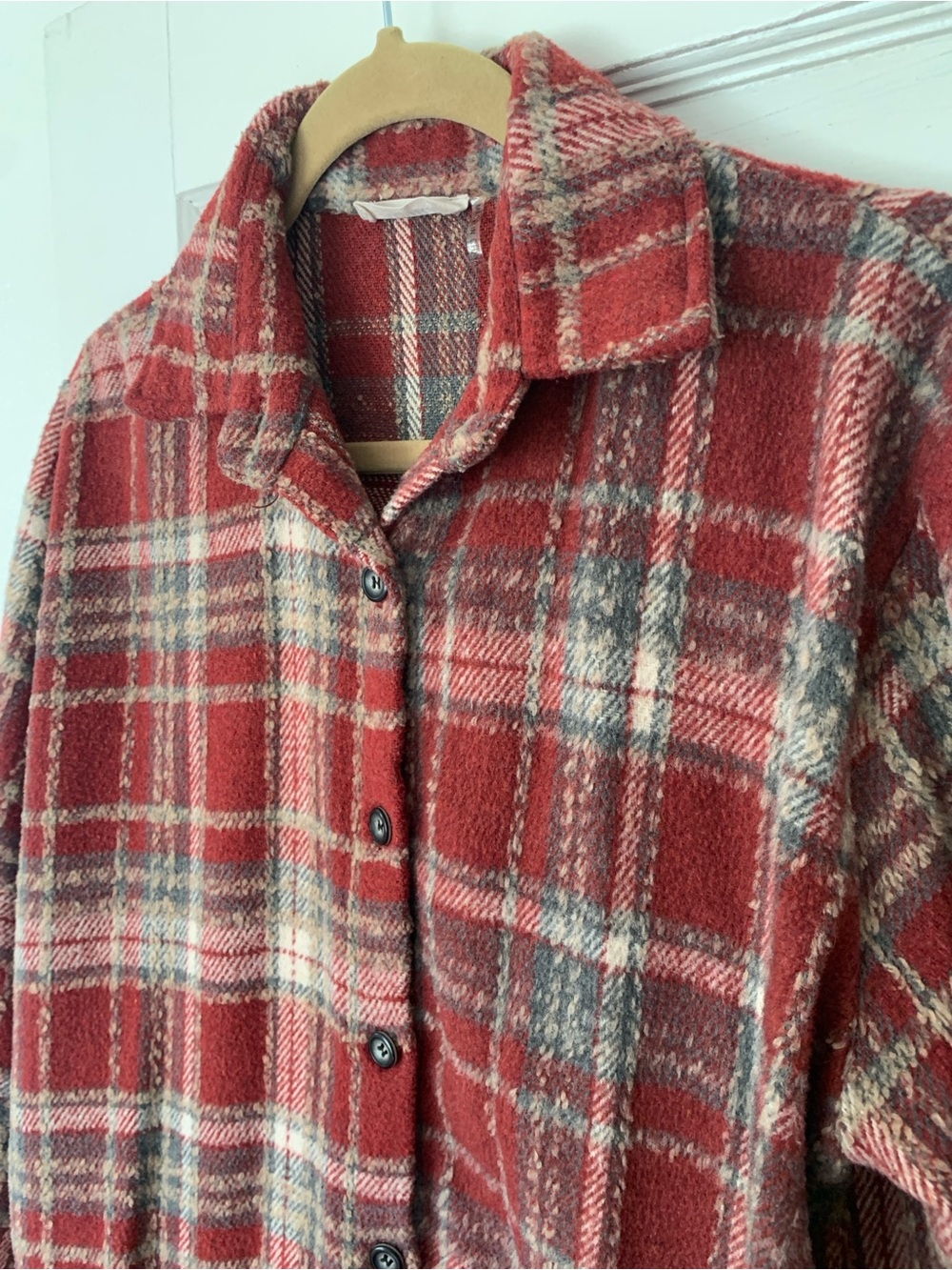 ADORA Red Plaid Button-Down Shacket